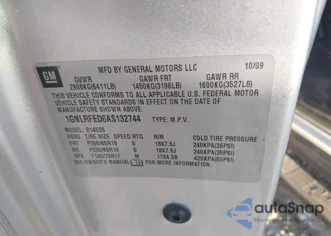 2010 Chevrolet Traverse Lt from USA, damaged, VIN 1GNLRFED6AS132744